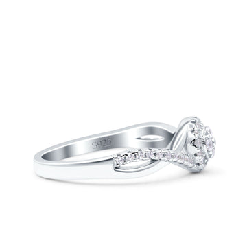 Infinity Twisted Shank Half Eternity Ring Wedding Band Round Pave Simulated CZ 925 Sterling Silver (7mm)